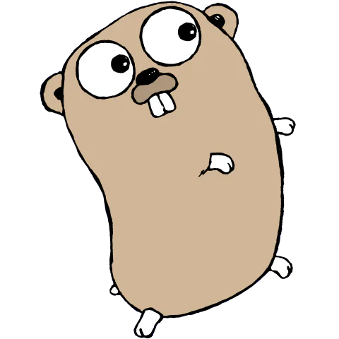 Le gopher de Go, la mascotte du langage : un petit rongeur bleu aux grands yeux ronds, dessiné au trait